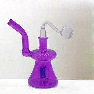 Mini brûleur à mazout en verre coloré Bong Fumer à la main des conduites d'eau Matrix Filter14mm Joint Recycler Ashcatcher Bongs Épais Pyrex Male Glass Oil Burner Pipe Wholesale Pri