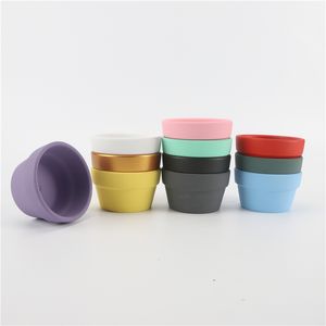 Mini kleurrijk aardewerk lage ronde bloem pot terracotta plant pot gat aardewerk klei plantenbakken voor cactussen en sappige planten