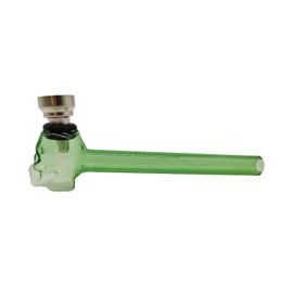 Mini Coloré Pyrex Verre Épais Crâne Style Pipes Herbe Sèche Filtre À Tabac Métal Argent Écran Bol Portable Innovant Handpipes Fumer Porte-Cigarette Tube