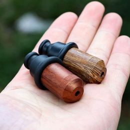 Mini Colorido Fumar Grano de madera Tubos de aluminio Portátil Extraíble Hierba seca Filtro de tabaco Snuff Snorter Sniffer Snuffer Handpipes Silicone Cigarette Holder