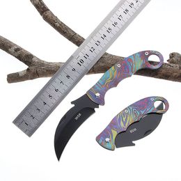 Mini poignée colorée couteau pliant extérieur sans serrure couteaux à griffes camping survie en acier inoxydable garde de sécurité couteaux de poche sac à dos outil EDC HW608
