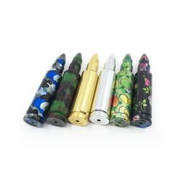 Mini color Bullet Aluminio Metal Tipio manual para fumar y conveniente Cartucho Tabacco Tubos de hierbas Shisha Hookah Sneak A Toke Bongs