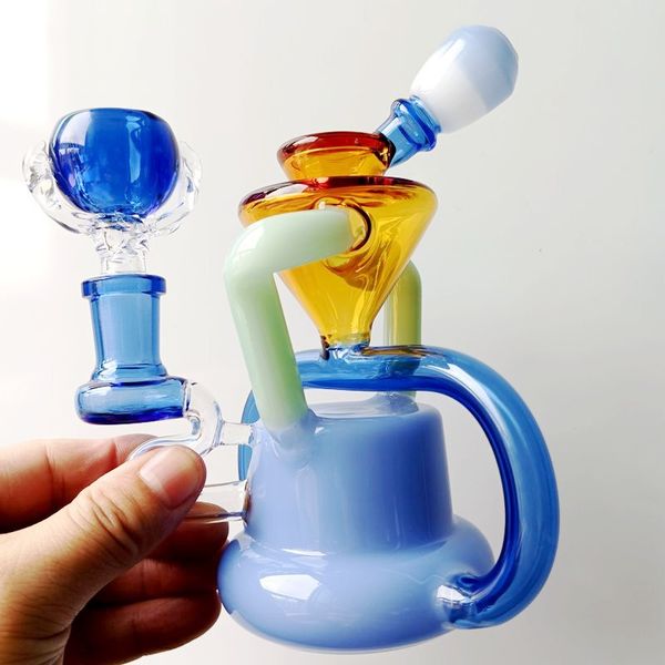 Mini narguiles Bong de agua de vidrio de color de contraste con accesorios de tazón Quemador de aceite Dab Rig para fumar