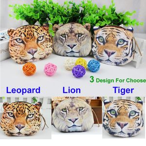 Gratis verzending Mini Cool Animal's Head Tas Portefeuille Coin Portemonnees Billfold Burse met ritssluiting Tijger / Leopard / Lion YC2017