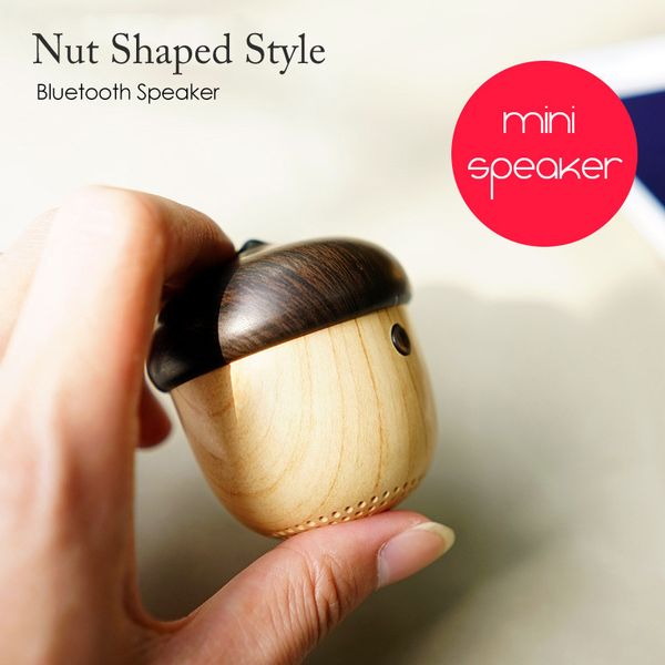 Mini Cool Nuts Altavoz estéreo Bluetooth Madera al aire libre Nuts Altavoz portátil con micrófono manos libres para teléfonos móviles / Mochila regalo de viaje