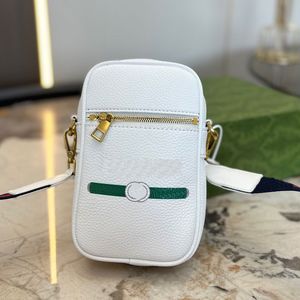 mini crossbody tas klep telefoon portemonnee vrouwen handtas mobiele tassen graan koeienhuid witte mode in elkaar grijpende letters afneembare riem dame vierkante clutch portemonnee