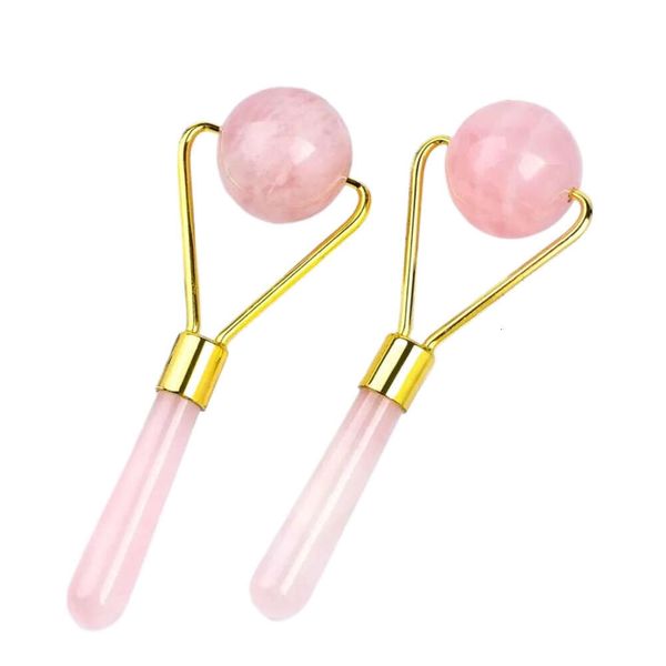 Mini Rodillo De Masaje Facial De Cuarzo Rosa De Cristal Piedra De Jade Natural Levantamiento Facial Salud Cuello Belleza De Ojos Herramienta Para El Cuidado De La Piel Rodillo De Masaje Facial De Cuarzo