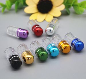 Mini schattige capsule shells rond transparante pil gevallen plastic navulbare flessen met aluminium cap medische producten