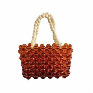 mini schattige ouder-kind tas handgemaakte kralen kleine handtas acryl geweven I2PM#