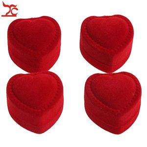 Mini étuis de transport rouges mignons, boîte à bagues pliable en forme de cœur rouge pour bagues, couvercle ouvert, boîte d'affichage en velours, emballage de bijoux 24 pièces 322o