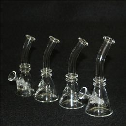 Mini Dab Rig Colorido Grueso Bongs de vidrio Cachimbas en línea Perc Tuberías de agua 14 mm Plataformas de aceite conjuntas Bong pequeño con un tazón de vidrio de hierba de 10 mm