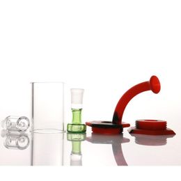 Mini Bong haut 5,8 pouces Facile à nettoyer Dab Rig petits bangs en verre Narguilés en silicone