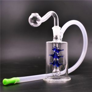 Mini Dab Rigs Bong avec tuyau de brûleur à mazout en verre Recycler Bubbler Percolateur en nid d'abeille Tuyau d'eau avec tube en silicone Récupérateur de cendres de taille manuelle