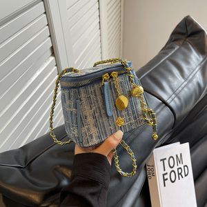 Mini Denim Crossbody Tassen Dames Kettingen Schoudertas Modemerken Lippenstift Doos Munten Portemonnees Luxe Kleine Emmer Messenger Bag YFA2158