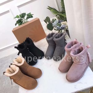 Mini bottes de neige en cuir suédé véritable pour enfants, chaussures de styliste, Style australien, chaudes, en coton, pour bébés, taille 21-35