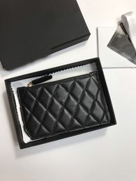 Mini tarjetero de diseñador, billetera de piel de oveja, estuche para tarjetas de visita de lujo, embalaje original, mini billetera, cartera de bolsos de moda