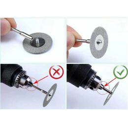 Mini Diamond Cutting Disc Set pour Dremel Rotary Accessories Circular Saw Blades Abrasive Griding Roues Disque Mandrel Power Tool