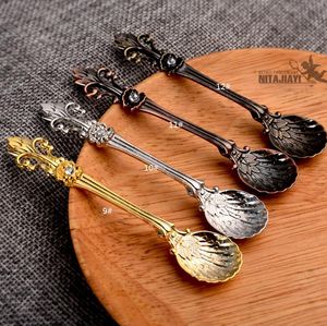 Mini Diamond Spoons Zinc Alloy Tea Scoop Small Spoon Wholesale Kitchen Accessories The Middle East Style Cooking Tools