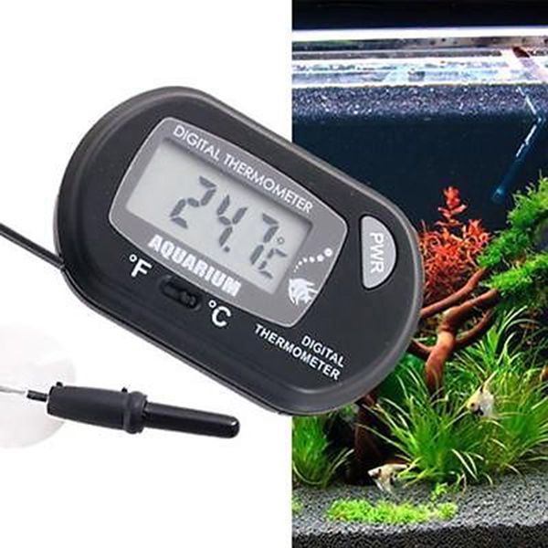 Mini réservoir d'instruments de thermomètre d'aquarium de poissons numérique avec batterie de capteur filaire incluse dans le sac d'opp couleur jaune noir pour l'option