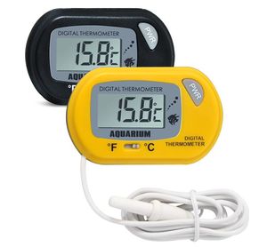 Temperatuurinstrumenten mini digitale visaquarium thermometer tank met bekabelde sensorbatterij inbegrepen in OPP -tas zwart gele kleur voor optie SN1401