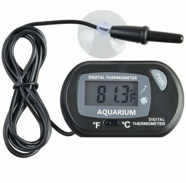 Mini tanque de termómetro digital para acuario de peces con batería de sensor con cable incluida en el bolso de opp Color negro amarillo para la opción SN2944
