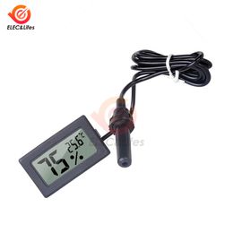 Mini Digital FY-12 Medidor de humedad Termómetro Higrómetro Sensor Sensor Temperatura LCD Refrigerador de registro Monitoreo de acuario