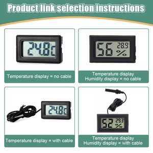 Mini Digital LCD -indoor thermometer Hygrometers meter met waterdichte sonde vochtigheidssensor voor aquariuminstrumenten meter