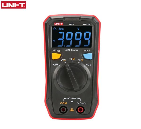 Mini multímetro Digital, unidad de prueba de temperatura, rango automático UT123, voltímetro de datos AC DC, amperios de voltaje de bolsillo, medidor de ohmios 8262920