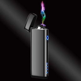 Mini Double Arc USB lichtere aanraakinductie Portable Outdoor Windvrije plasmapuls Flameless Metal Personalised Gift