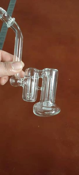 Mini cuenco de tubo de burbujeador de filtro de pipa de agua Bong de vidrio de doble sección para facilitar su transporte