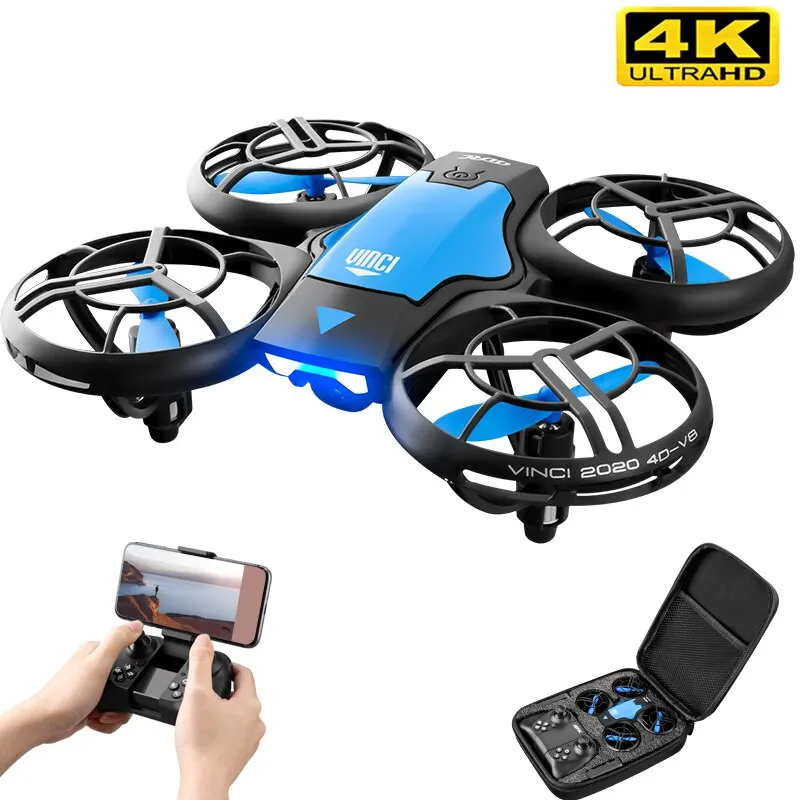 Mini Drone med 4K HD vidvinkelkamera, 1080p WiFi FPV, höjdhåll, professionell helikopterleksak