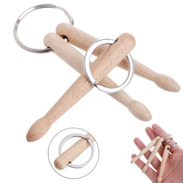 Mini baguettes de tambour porte-clés baguettes de bois porte-clés chaîne porte-clés Percussion cadeau G1019