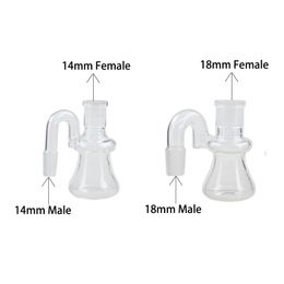 Mini matraz de vidrio seco cenizas de cenizas de 14 mm 18 mm Hookah Clear Bubbler Ashcatcher 90 grados para fumadores de agua Bongs de aceite Dab Ligas