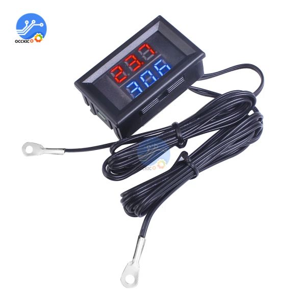 Mini termómetro digital de pantalla dual con doble probador de metal impermeable NTC Tester de sensor de temperatura para la habitación del automóvil 4V-28V