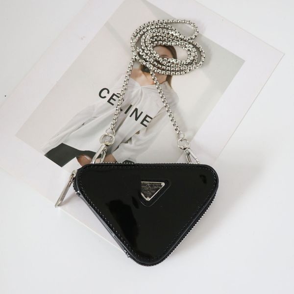 Mini sacs polochons Triangle Chaîne Sac Argent Miroir Une Épaule Oblique Crossbag Ladies244O