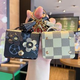 Mini sac d'écouteurs portefeuille porte-clés en cuir PU porte-clés de luxe bijoux pendentif sac charmes porte-clés porte-clés de voiture accessoires de mode floral