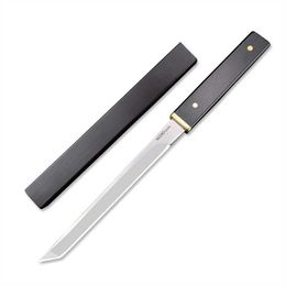 Mini couteau japonais à lame fixe, manche en ébène, ouvre-lettre, couteaux de chasse Tanto EDC d'extérieur