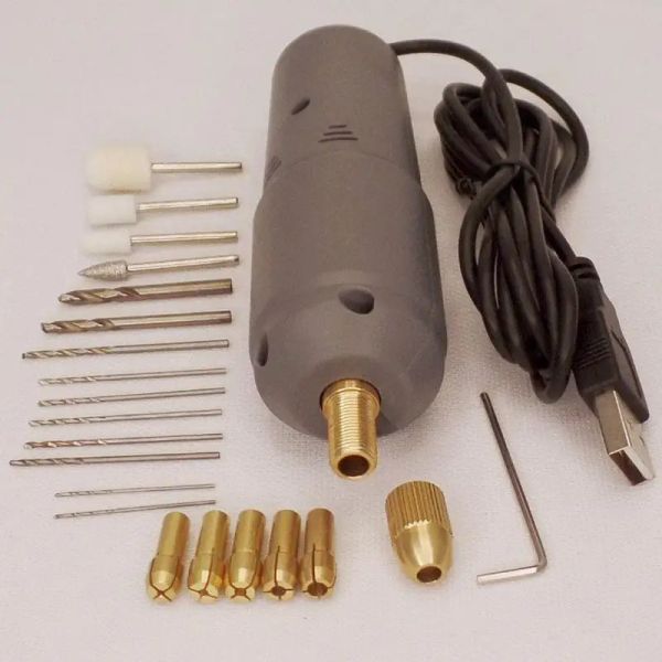 Mini Electric Dercers USB Drill Bits Rotary Tools Graver stylo pour résine Plastique en bois Polymer Bijoux en argile Pendant Pupplies