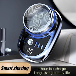 Mini-rasoir électrique pour hommes rasoir monté sur véhicule avec affichage numérique Face de poche de voyage sans fil lavable Trimmer 240509
