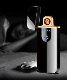 Mini briquets électriques à détection tactile en métal chauffe-vent mince USB Rechargeable Cigarette plein écran briquet Gadgets pour hommes