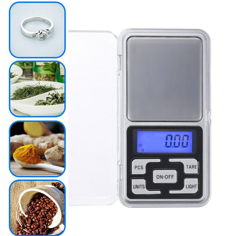 Mini báscula de cocina digital electrónica 200g / 500g Joyas de oro de alta precisión 0.01g Báscula de peso de bolsillo Balanza de gramos