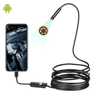 Mini cámara endoscópica Endoscopio impermeable Boroscopio Cable suave ajustable 6 LEDS 7 mm Android Tipo-C Cámara de inspección USB para automóvil ssd como Wmep