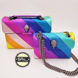 Mini beroemde Kurt Geiger handtas regenboog tas Luxe Londen lederen portemonnee Designer Vrouwen Man strepen Schoudertas Mode clutch tote crossbody ketting Messenger Bags