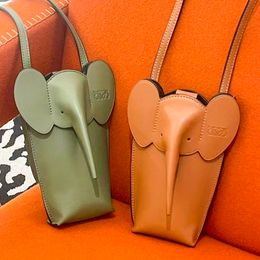 Moda Anagrama Elefante Bolsas de teléfono Bolso de mujer Mini monedero para hombre Satchel Flap Wallet Hombro Diseñador Bolsa de lujo Cuero genuino Crossbody Tote Sling Clutch Bag