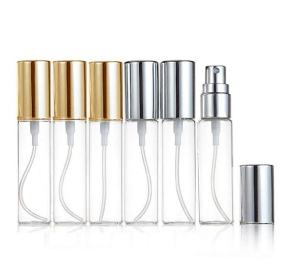 Mini Fine Mist Clear 10 ml 13 OZ Atomiseur Bouteille en verre Vaporisateur Parfum rechargeable Parfum Bouteille de parfum vide avec pulvérisateur en aluminium2036497