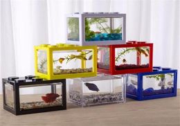 Mini Vistank Rij Aquarium Stapelbare tanks Licht Ant Voeding Reptielbox Desktop Decoratie Accessoires Decoraties2983227W5417454