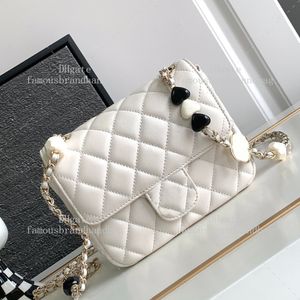 Mini bolso con solapa de 16 cm, bolso de hombro de piel de cordero, bolso cruzado de diseñador para mujer, bolso de cadena de calidad con espejo 10A con caja C203