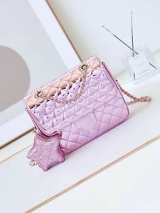 Mini Flap Bag Star Coin Purse Top End Designer Mirror kalfslin lederen zakken Rose Pink Pentagram Dubbele riemen Schouderzak