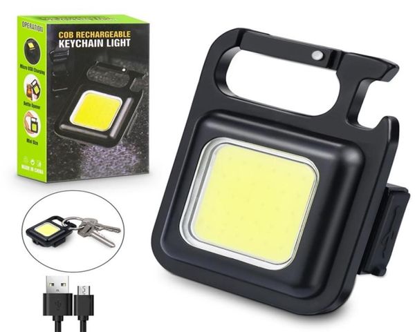 Mini lampe de poche porte-clés lumière LED poche travail haute puissance lampes de poche étanche USB Charge petit tire-bouchon 2207132549057