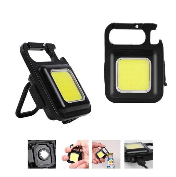 Mini lampe de poche Rechargeable, porte-clés COB éblouissant, lampes d'urgence à charge USB, lampe de travail LED Portable pour Camping en plein air